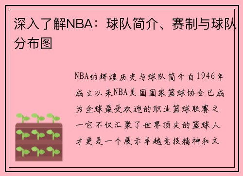 深入了解NBA：球队简介、赛制与球队分布图